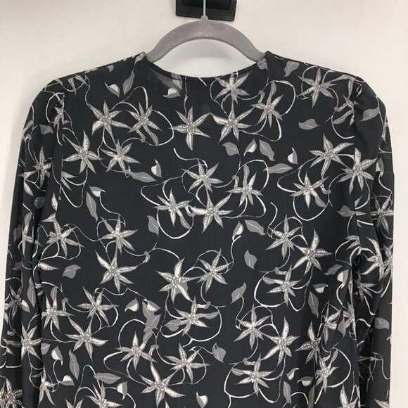 Zadig & Voltaire Dark Floral Remus Print Drop-Waist Silk  Long Sleeve Dress S - Picture 12 of 16